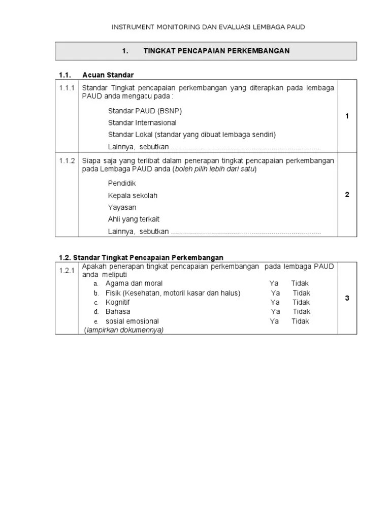 Kalimat di atas merupakan contoh yang dapat digunakan dalam membuat. Monev Paud Pdf