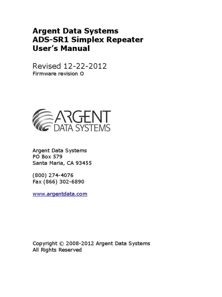 ADS-SR1 Simplex Repeater | PDF | Voicemail | Radio