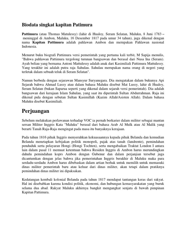 Biografi Pahlawan Pattimura