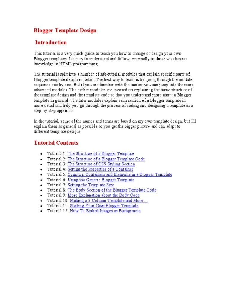 Blogger Template Design | PDF