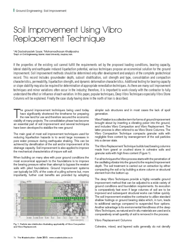 Vibro Replacement Technique PDF | Download Free PDF | Geotechnical Engineering | Soil