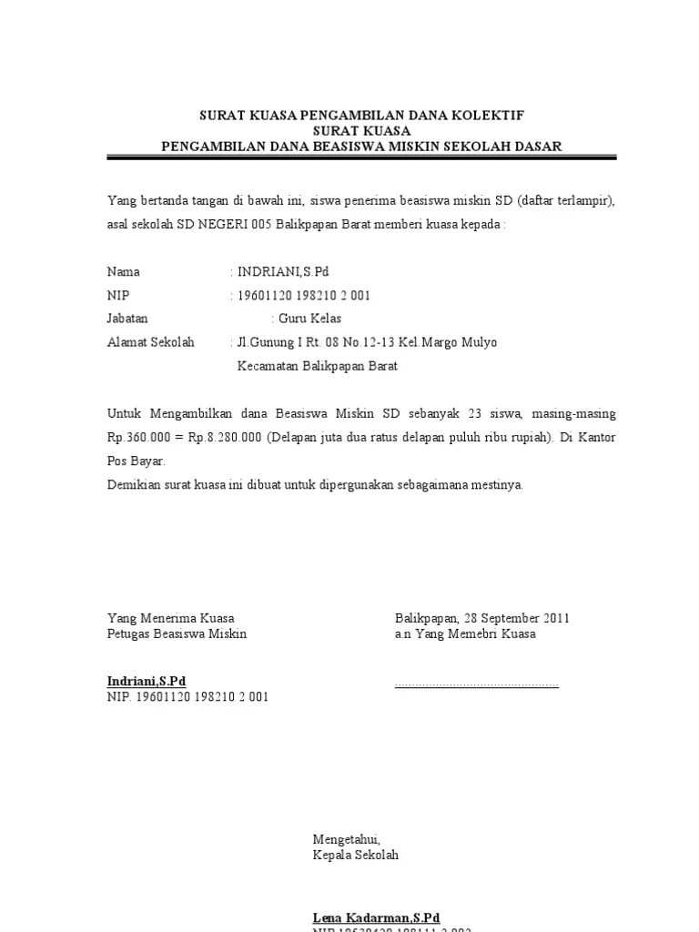 Contoh Surat Kuasa Pengambilan Uang Di Bank Bri Nusagates 