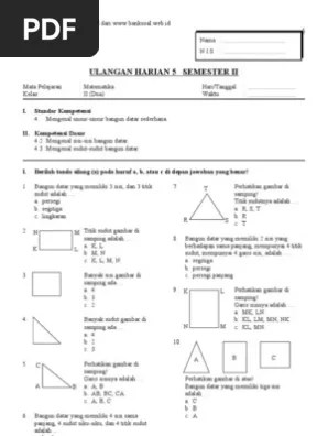 soal penilaian harian atau ulangan harian matematika kurikulum 2013 untuk kelas 5 sd semester 2 volume bangun ruang. Contoh Soal Matematika Materi Bangun Ruang Kelas 2 Jawabanku Id