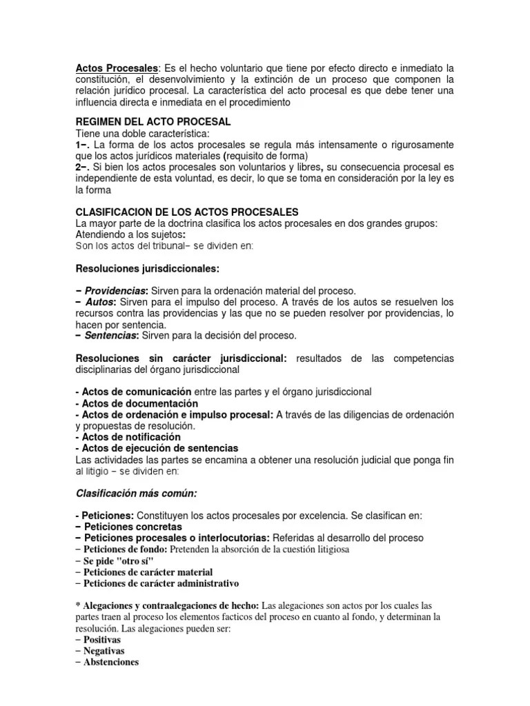 Actos Procesales | PDF | Ley Procesal | Jurisdicción
