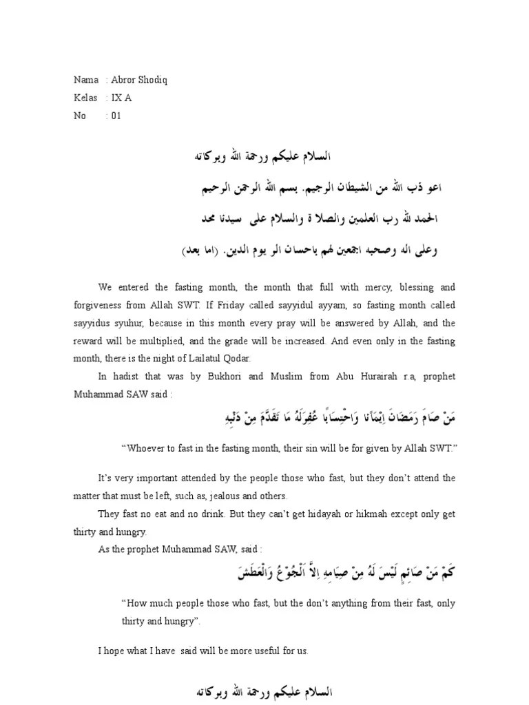 Pidato 3 Bahasa Tentang Islam