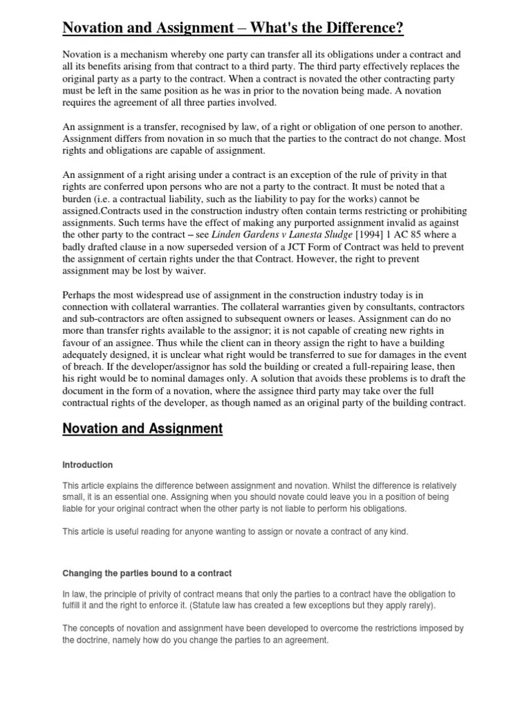 Novation Agreement Template