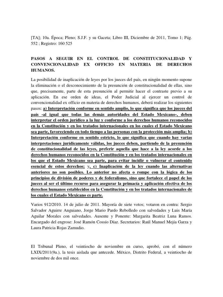 Tesis Control De Convencionalidad | PDF | Caso De Ley | Constitución