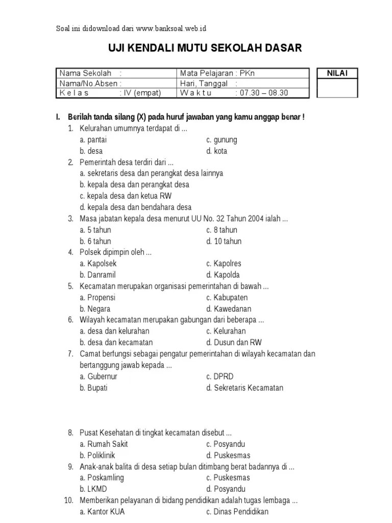 Pendidikan kewarganegaraan kelas 4 atau tingkat sd/mi merupakan sebagai salah satu mata pelajaran yang ada di setiap sekolah negri ataupun . Sd Kelas 4 Pendidikan Kewarganegaraan Soal Dan Jawaban Pdf