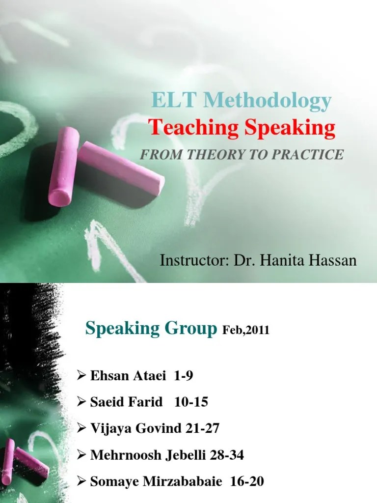 ELT Methodology: Teaching Speaking | PDF | Conversation | Language ...
