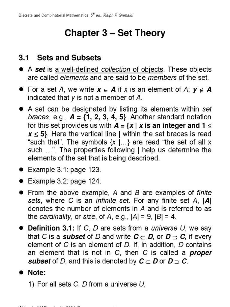 Chapter 3–Set Theory.pdf | Set (Mathematics) | Integer
