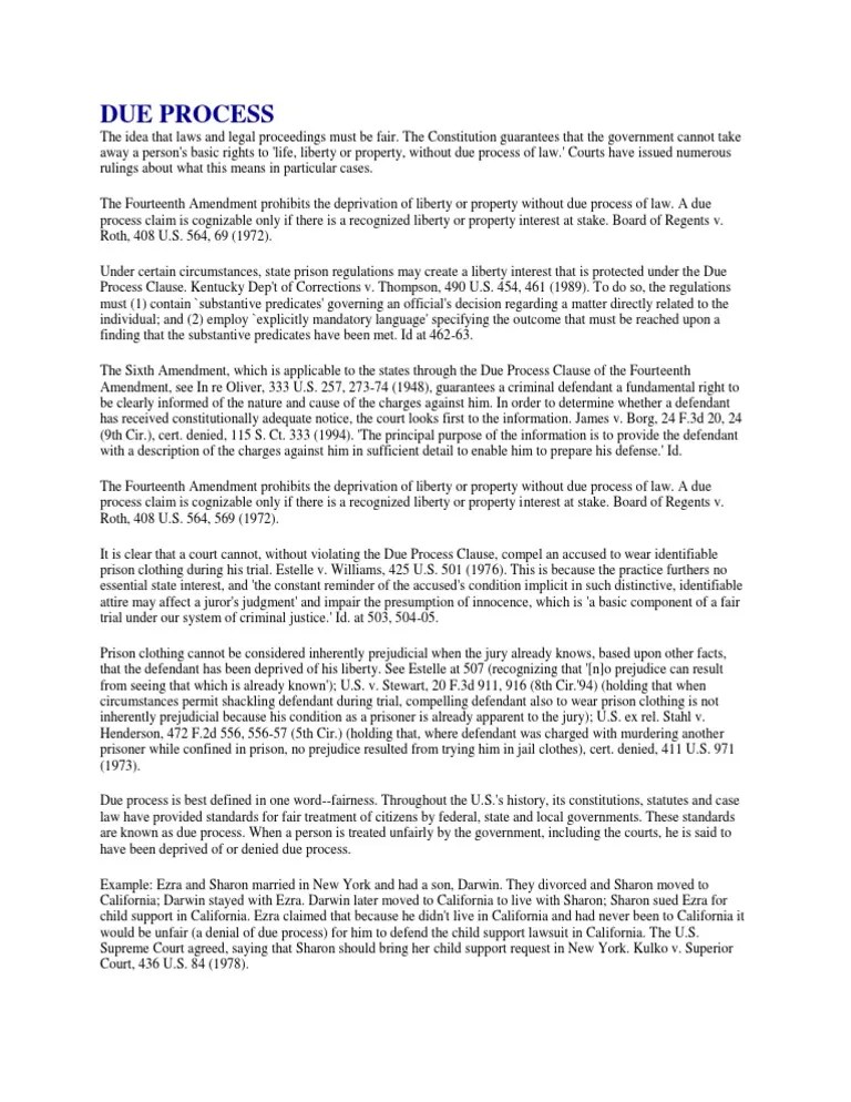 Due Process PDF | Download Free PDF | Fourteenth Amendment To The ...