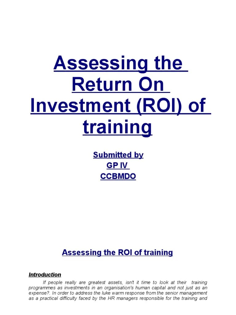 Assessing The ROI Of Training | PDF | Return On Investment | Evaluation