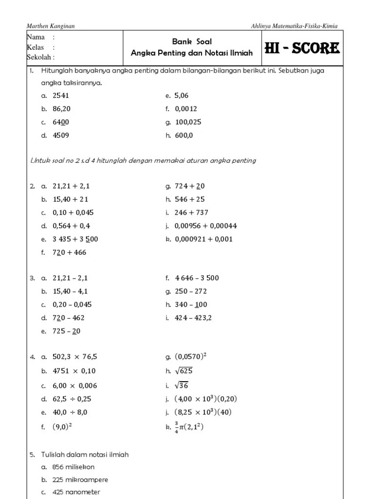 Angka Penting Dan Notasi Ilmiah - Mandiri | PDF