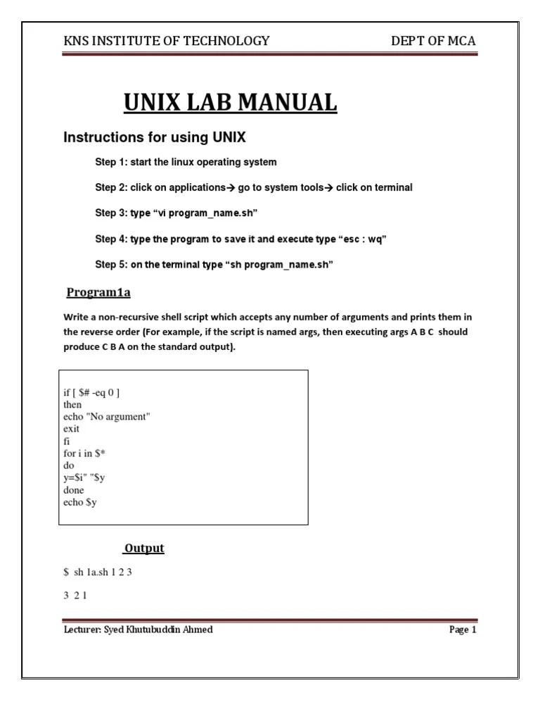 Unix Lab Manual: Instructions For Using UNIX | PDF | Command Line ...