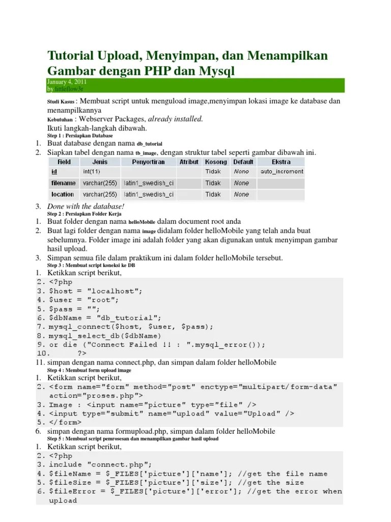Tutorial Upload, Menyimpan, Dan Menampilkan Gambar Dengan PHP Dan Mysql ...