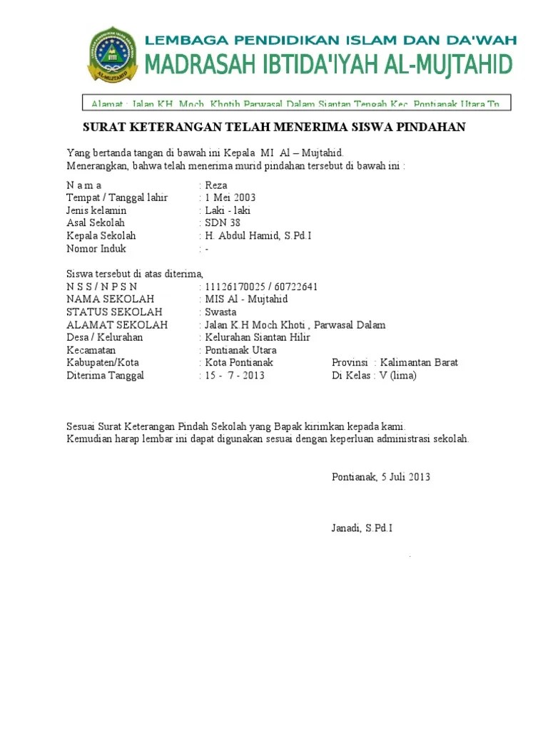 Contoh Surat Rekomendasi Kepala Sekolah Menerima Guru Doc Nusagates Contoh Surat Penerimaan Siswa Pindahan Dalam perjalanan kegiatan sekolah seiring waktu juga berhubungan dengan mobilisasi masyarakat yang ada di lingkungan sekitar.