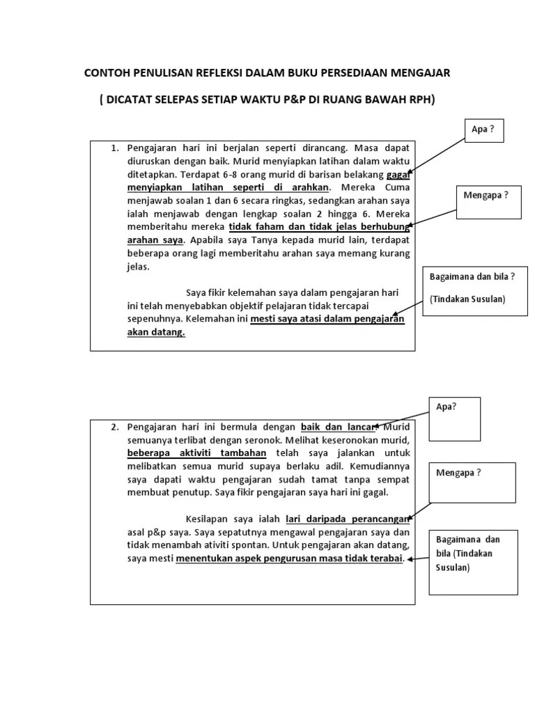 Format penulisan rancangan pengajaran harianrph pendidikan islam dan bahasa arab. Contoh Refleksi Praktikum Pdf