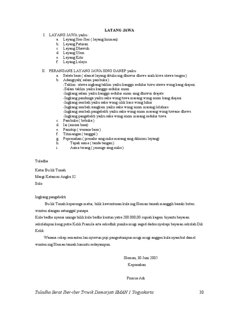 Layang kang digunakake kanggo ngundhang saperlu nekani ing sawijining adicara diarani. Layang Jawa Pdf