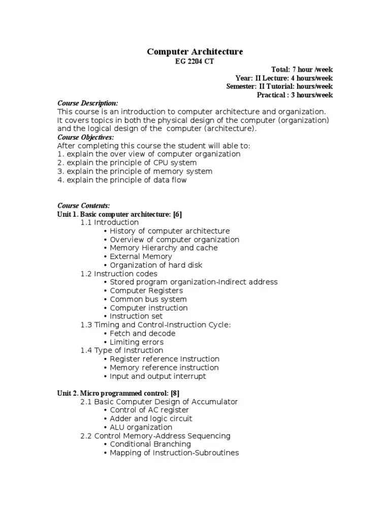 Syllabus Of Computer Architecture CTEVT Nepal | PDF | Computer Program | Programming