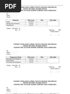 10 teks pidato bahasa arab dan artinya; Format Penilaian Lomba Pidato Antar Sd Pdf