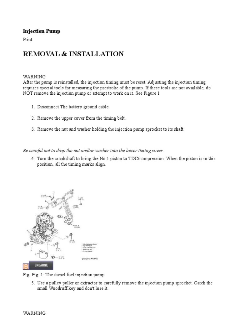 Proper Removal, Installation, And Timing Adjustment Of The Diesel Fuel ...