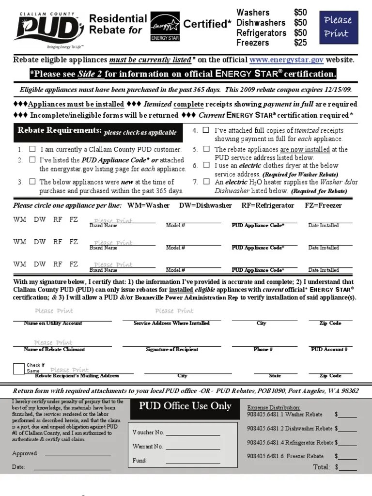 Energy Star Appliance Rebate | PDF | Water Heating | Home Appliance