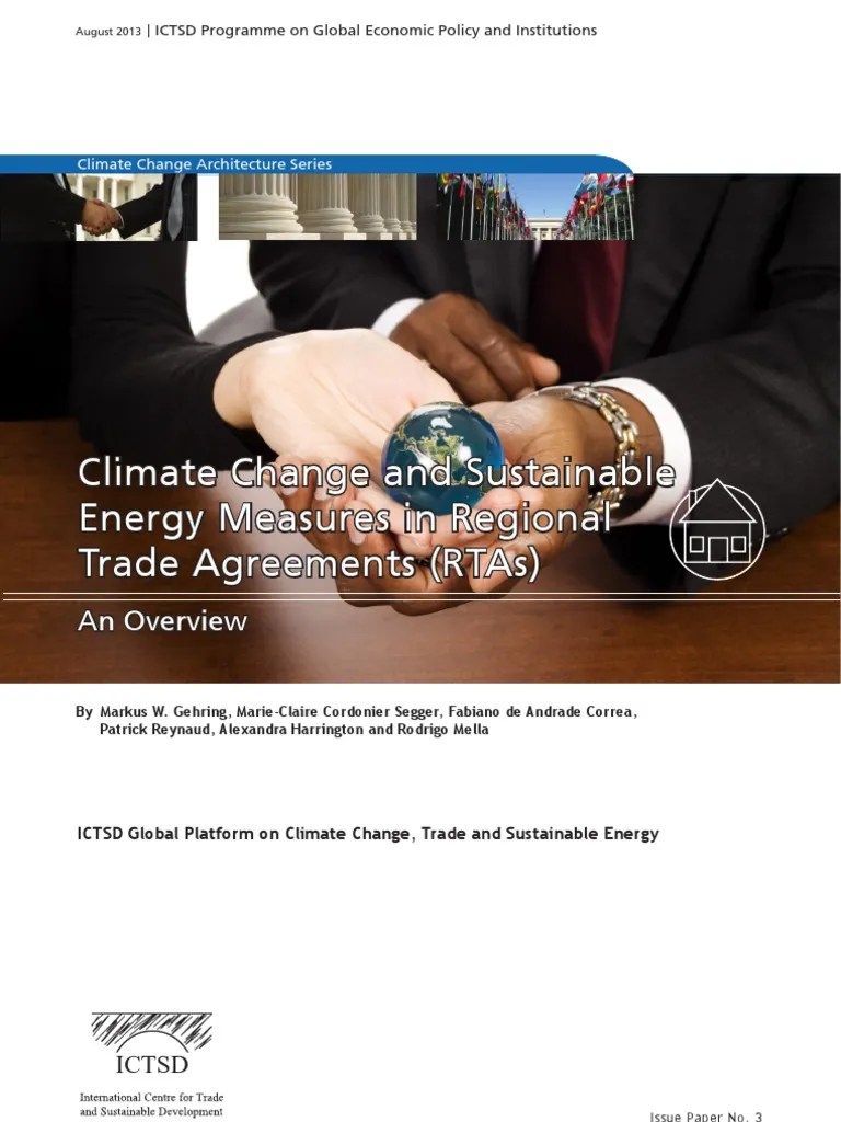 Climate Change And Sustainable Energy Measures In Regional Trade Agreements (RTAs) | PDF ...