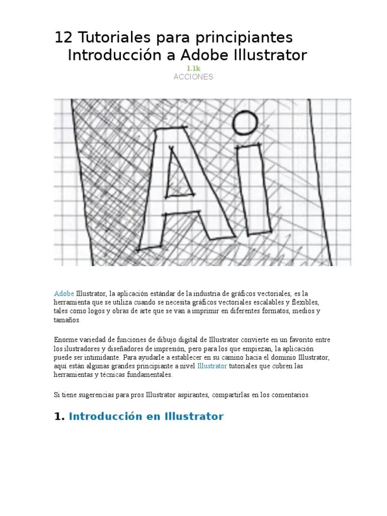12 Tutoriales Para Principiantes Introducción A Adobe Illustrator | PDF | Ilustrador Adobe ...