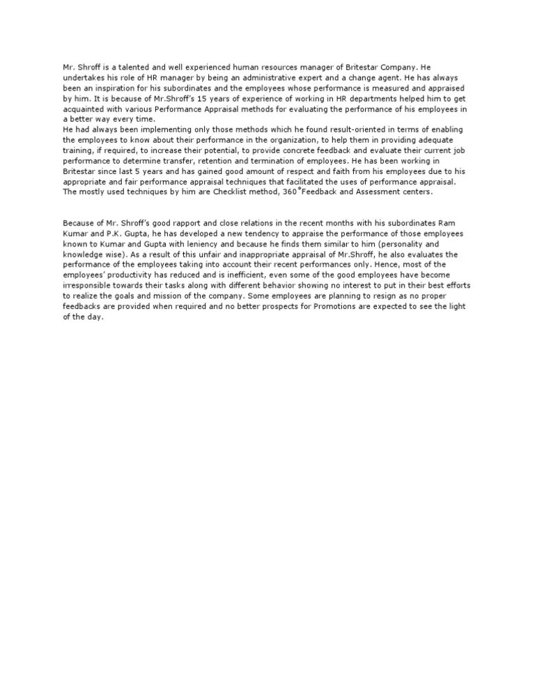 Case Study On Performance Appraisal | PDF