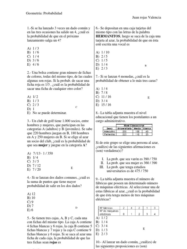 PROBABILIDAD | PDF | Probabilidad | Ocio