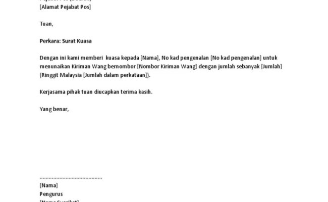 Contoh surat kuasa melantik pegawai mewakili syarikat lhdn. Contoh Surat Mewakili Syarikat