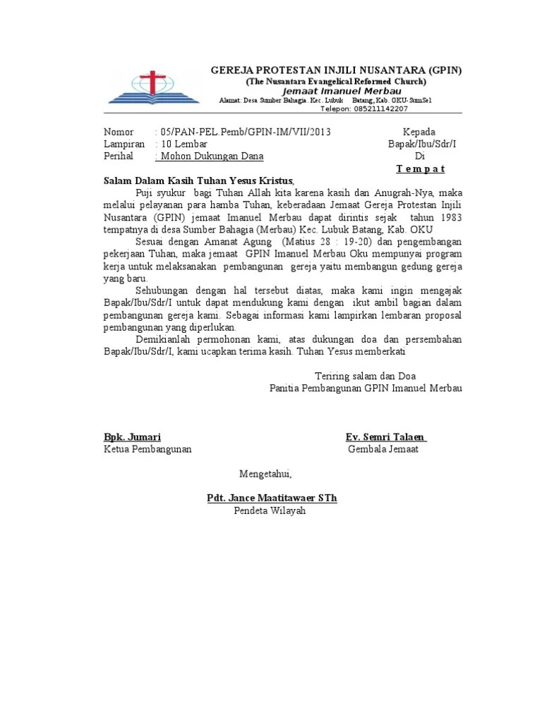 Contoh surat permohonan bantuan dana pembangunan gereja. 31 Contoh Proposal Bantuan Dana Pembangunan Gereja Info Dana Tunai
