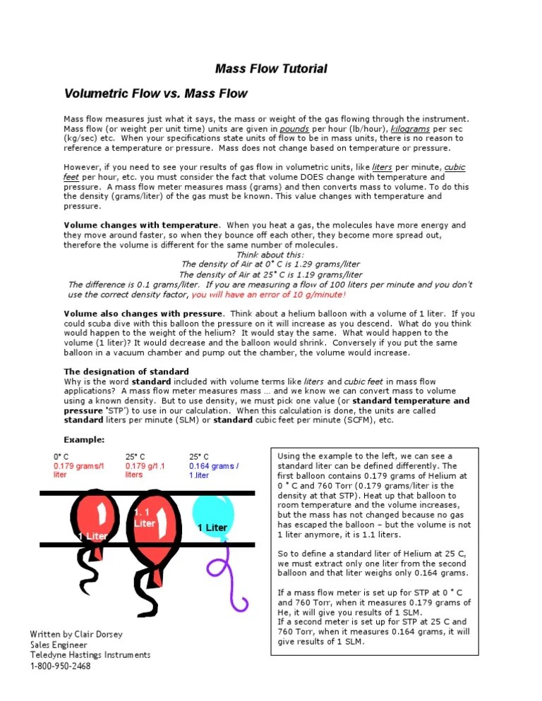 TechNote - Mass Flow Vs Volumetric Flow | Download Free PDF | Litre ...