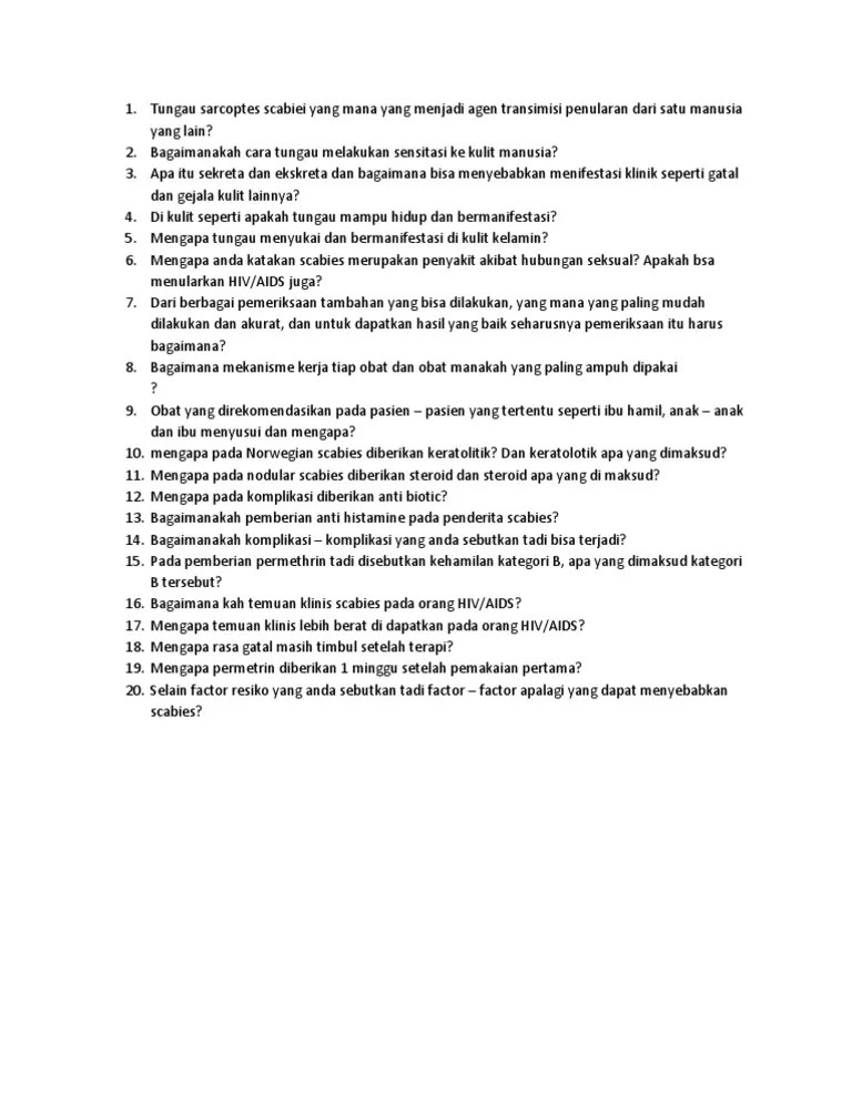 Pertanyaan Skabies | PDF