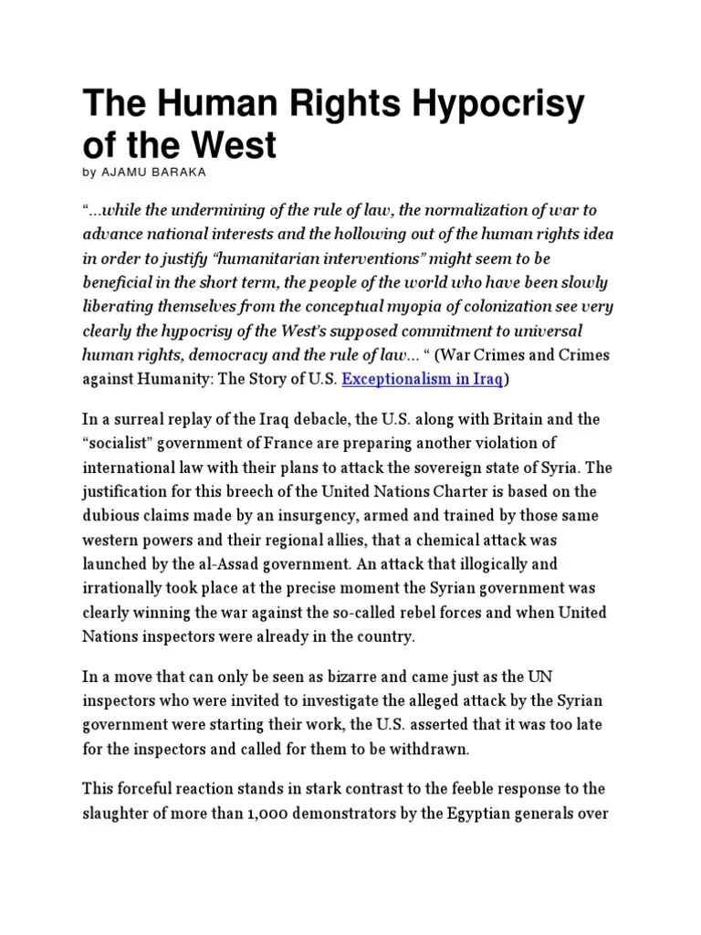 The Human Rights Hypocrisy Of The West | PDF | Syria | Human Rights