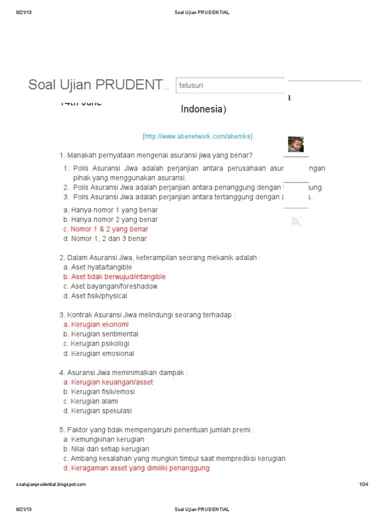 Soal Ujian Prudential | PDF