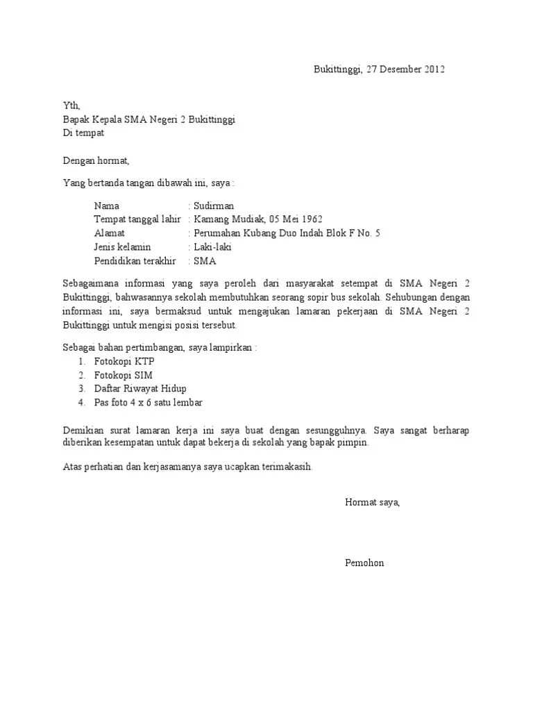 Kumpulan gambar tentang contoh surat lamaran kerja sopir truk, klik untuk melihat koleksi gambar lain di kibrispdr.org. Surat Lamaran Sopir Pdf