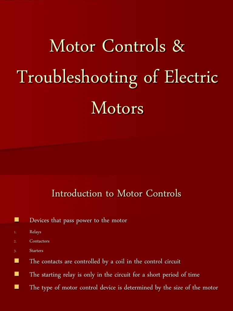 Motor Controls Troubleshooting Of Electric Motors | PDF | Relay | Capacitor