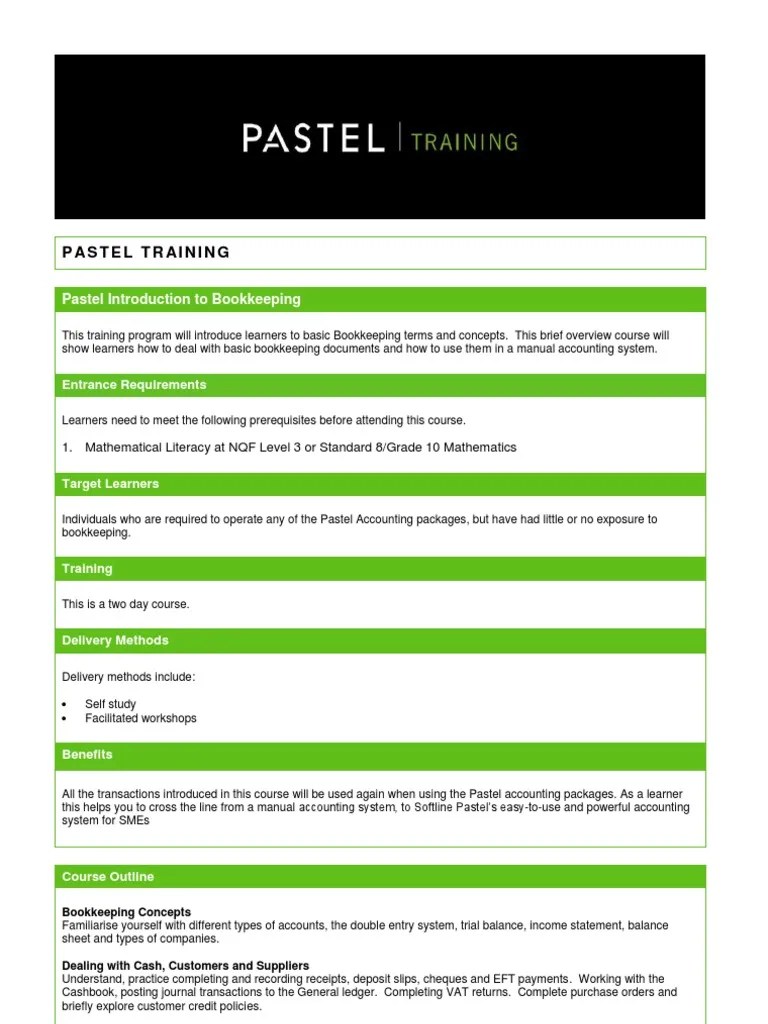 CourseInformation-Introduction To Bookkeeping | PDF | Bookkeeping | Business