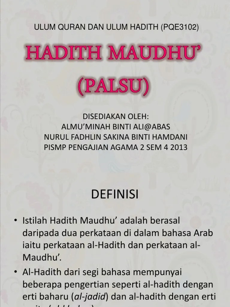 Arti jazakumullah khairan katsiran beserta jawabnya dan artinya. Hadith Maudhu Hadith Palsu Pdf