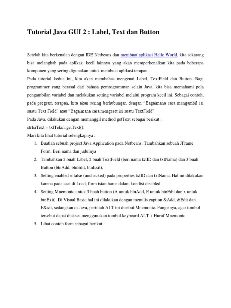 Java Gui Tutorial Netbeans Pdf