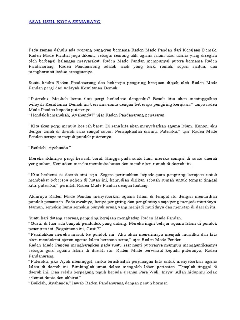 Asal Usul Semarang Dalam Bahasa Jawa - Revisi Id