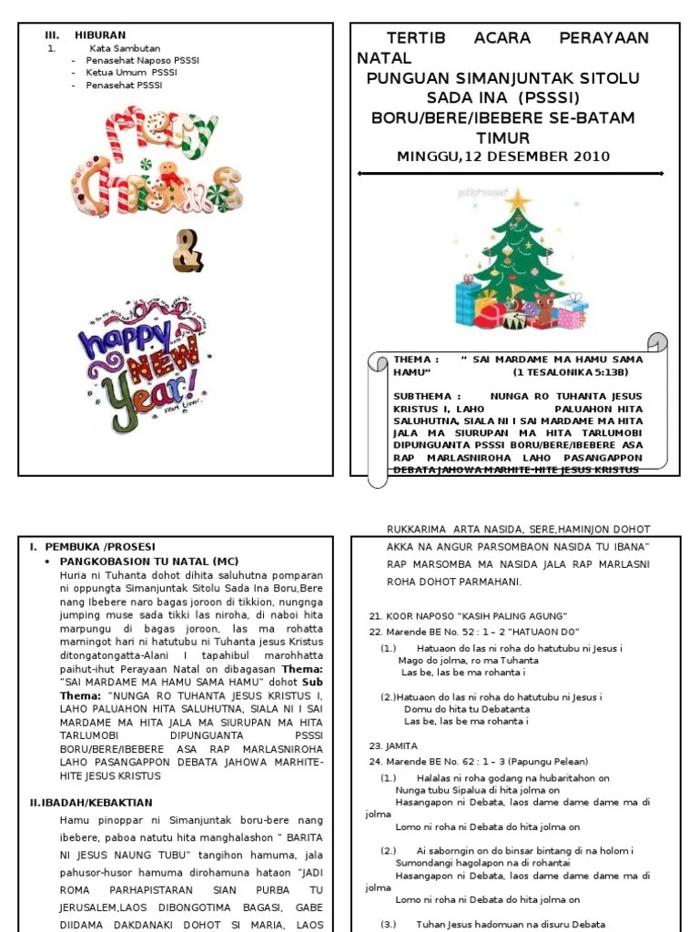 Susunan Acara Natal Katolik . Tertib Acara Perayaan Natal Simanjuntak