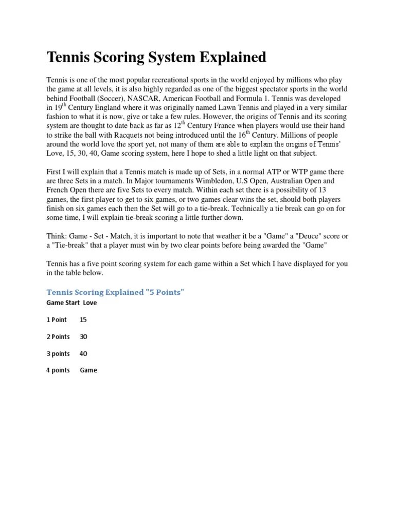 Tennis Scoring System Explained | Racquet Sports | Sports