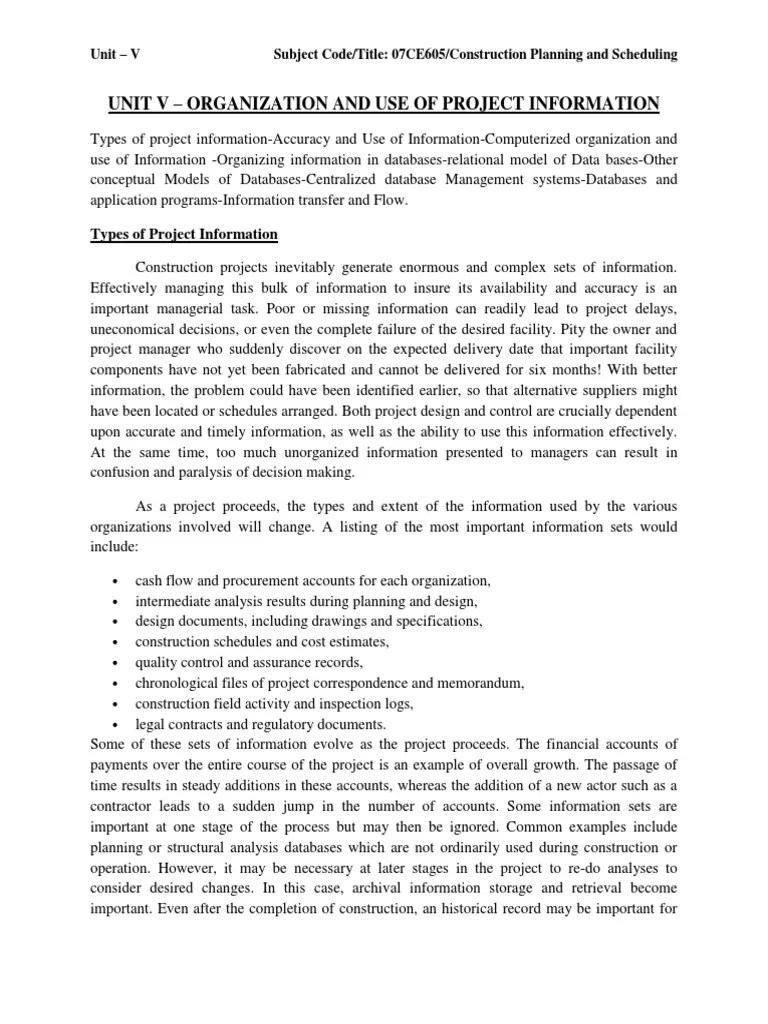 Anization And Use Of Project Information | PDF | Relational Model ...