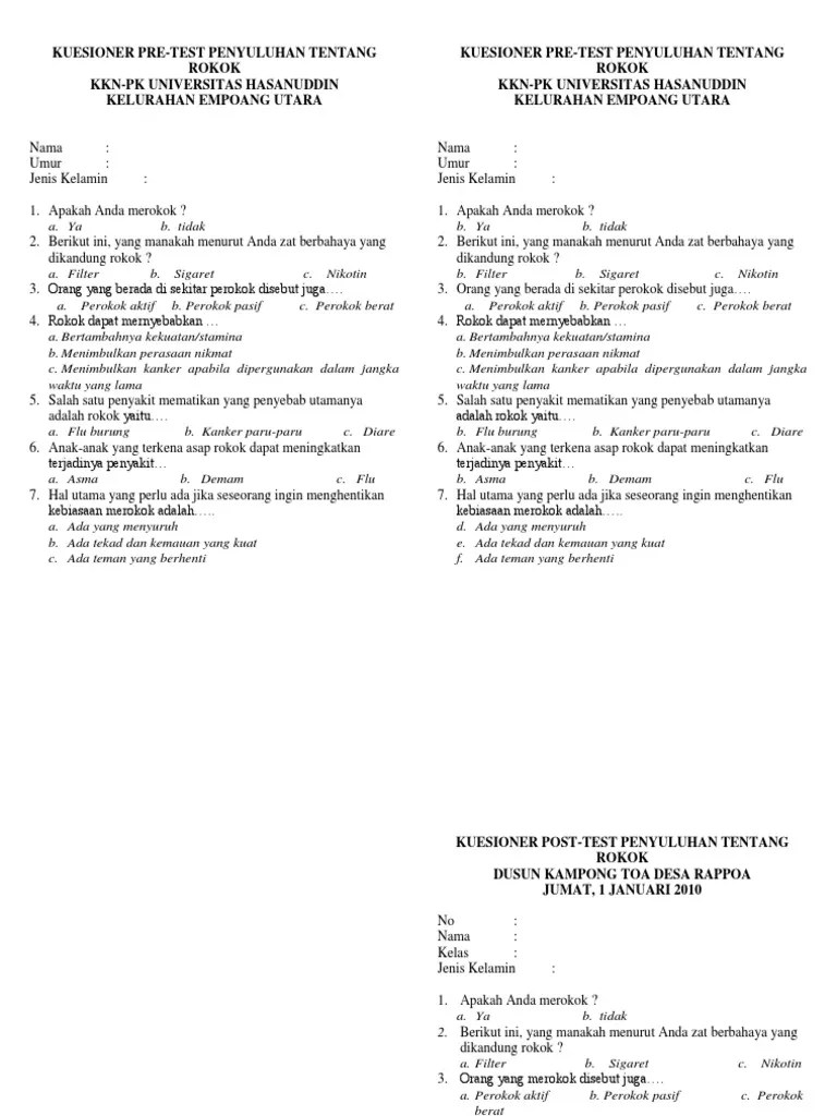 Kuesioner Rokok Dan Sampah | PDF