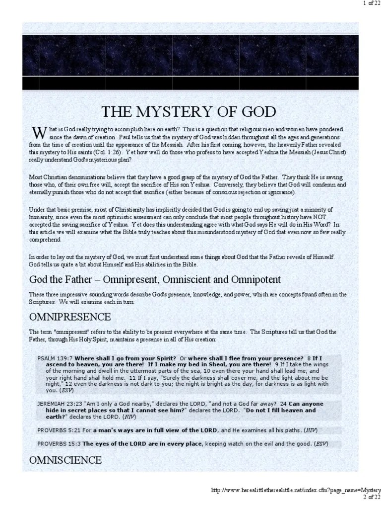 Mystery Of God - Predestination Or Free Will? | PDF | Grace In ...