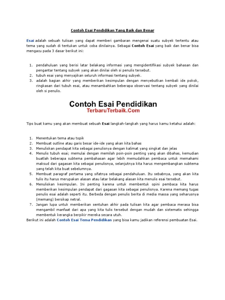 30 Contoh Essay Ilmiah Pendidikan Dan Beasiswa Pdf 