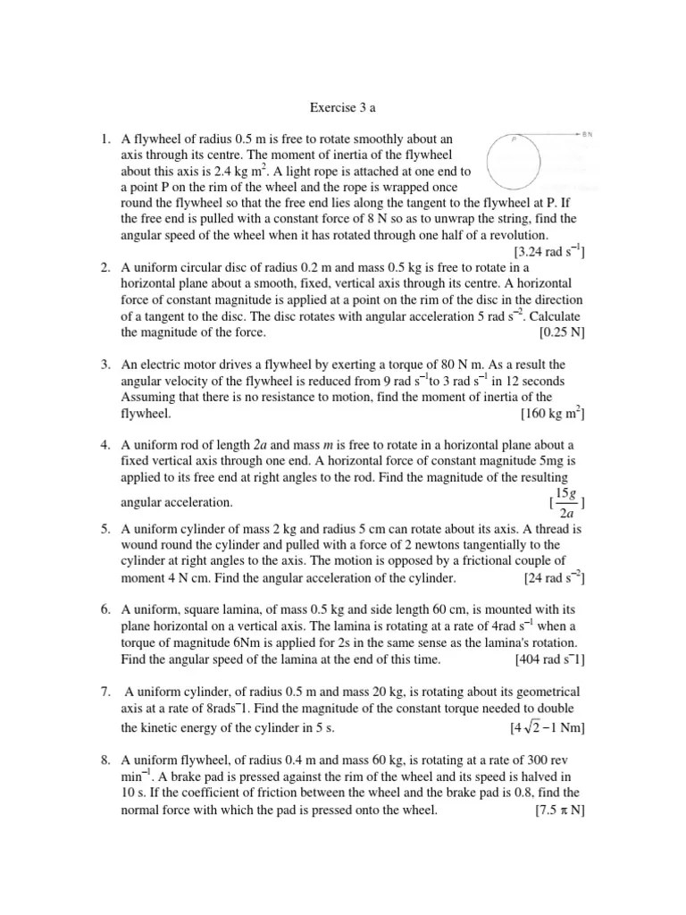Rotational Dynamics Exercise 1 | PDF | Rotation Around A Fixed Axis ...