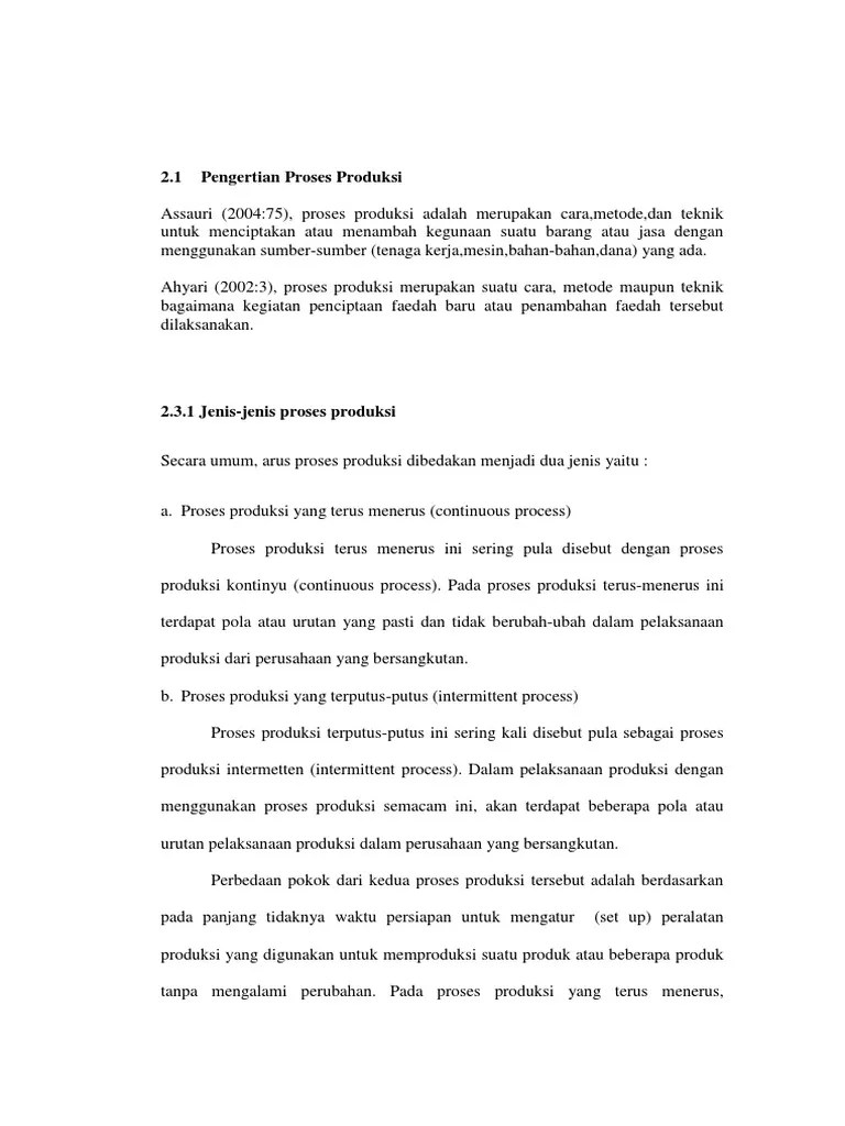 Pengertian Proses Produksi | PDF